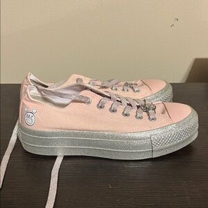 Converse X Miley Cyrus Pink and Silver Platform Sneakers